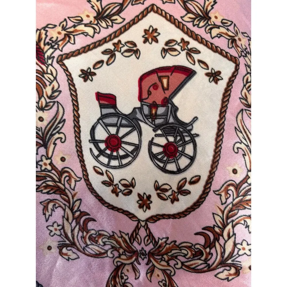 Pink Equestrian Novelty Print Square Scarf Satiny Romantic Horse Girl Accessory